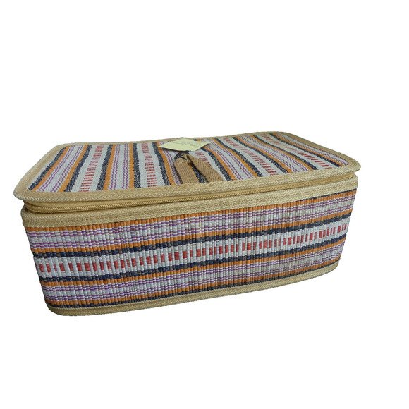 Pier 1 Mendong Shoe Box Zippered Woven Rattan Collapsible NWT Vintage RARE - Picture 2 of 13